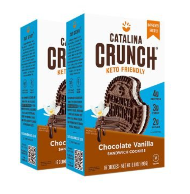 Catalina Crunch Chocolate Vanilla Keto Sandwich Cookies 2 Pack