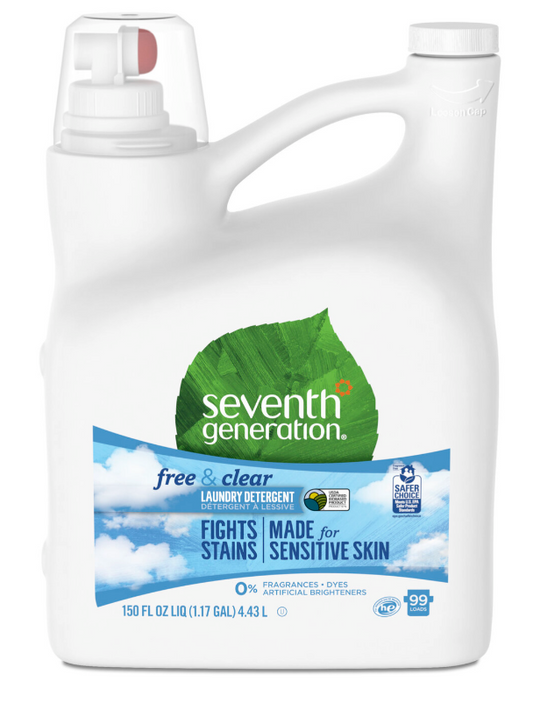 Seventh Generation Liquid Laundry Detergent, Free & Clear, 99 Loads, 150 oz