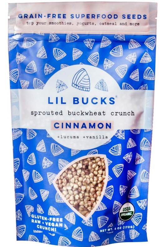 Lil Bucks Sprouted Buckwheat Groats Raw Organic, Cinnamon- 6.oz