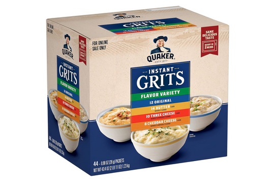 Quaker Instant Grits, 4 Flavor Variety Pack, 0.98oz Packets,44 Count